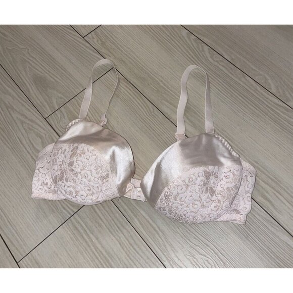 Maidenform Other - Vtg Maidenform 8322 Rendezvous Padded Push Up Bra Satin Lace Womens 36B Ivory